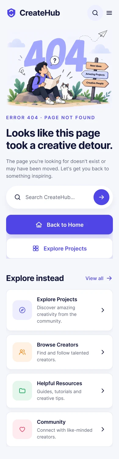 404 Page: 404 page on mobile
