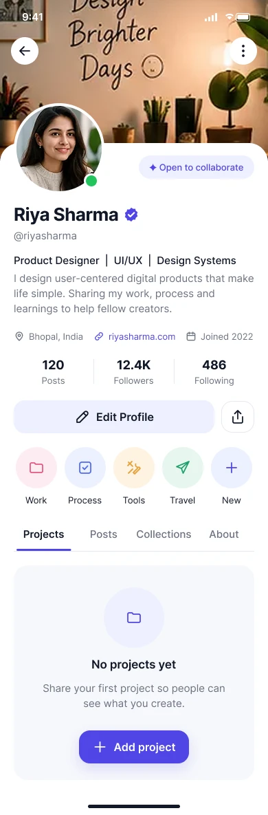 No projects yet screen