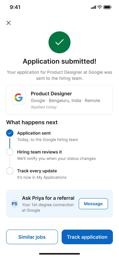 Submitted screen