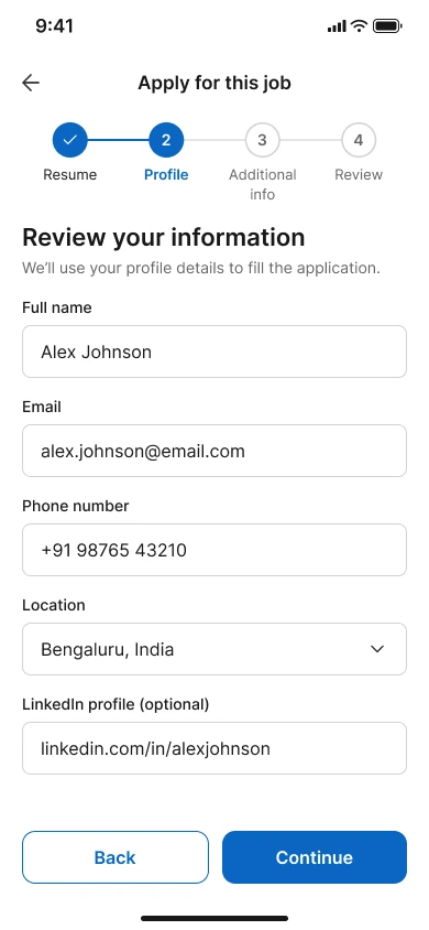 Your information screen