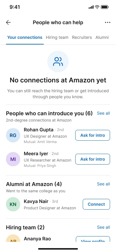 No connections yet screen
