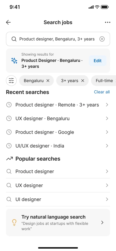 Search screen
