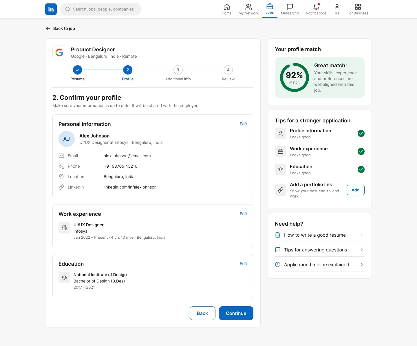 Apply · Profile screen