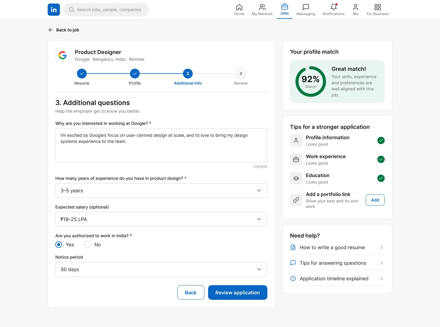 Apply · Questions screen