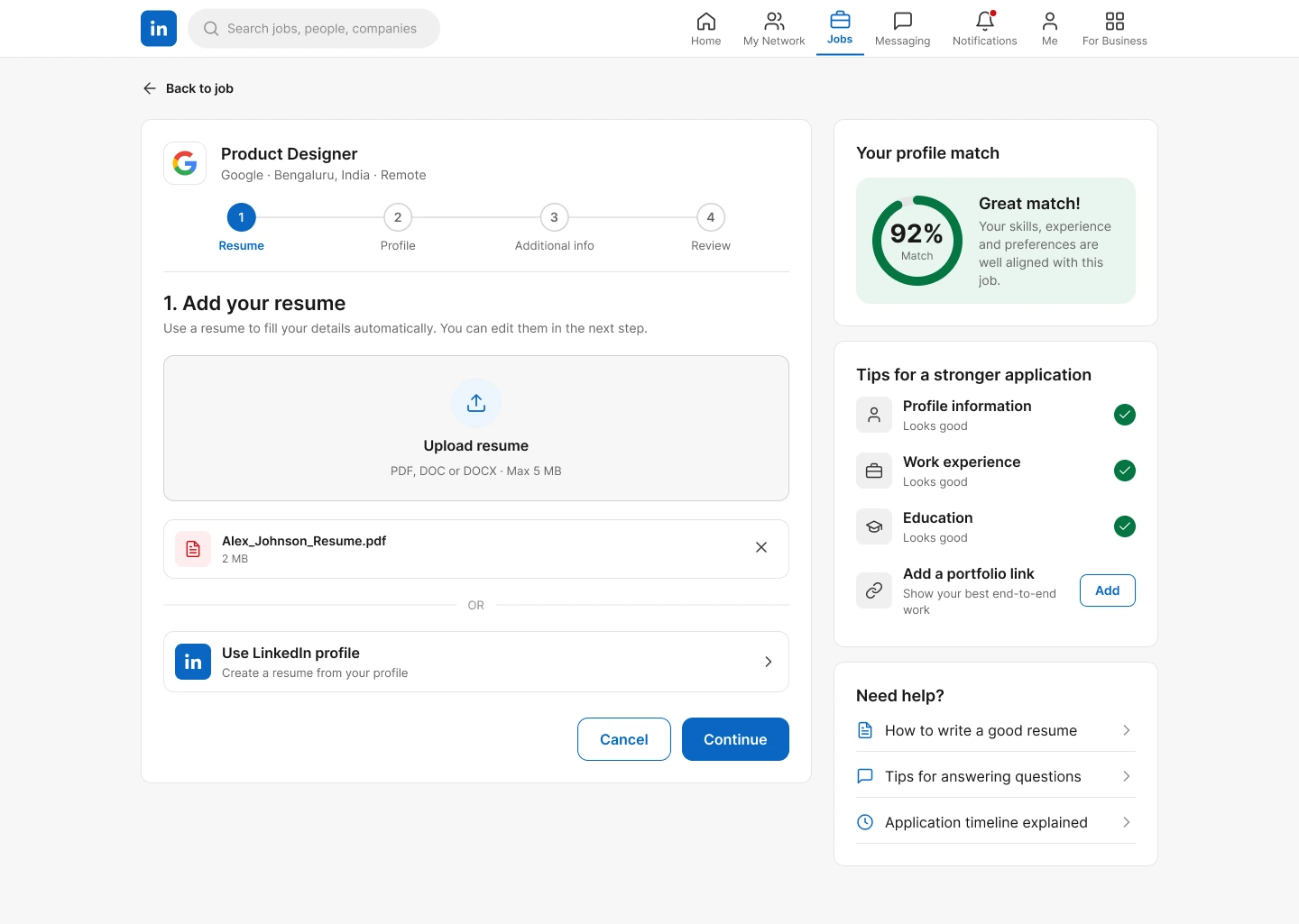 Apply · Resume screen