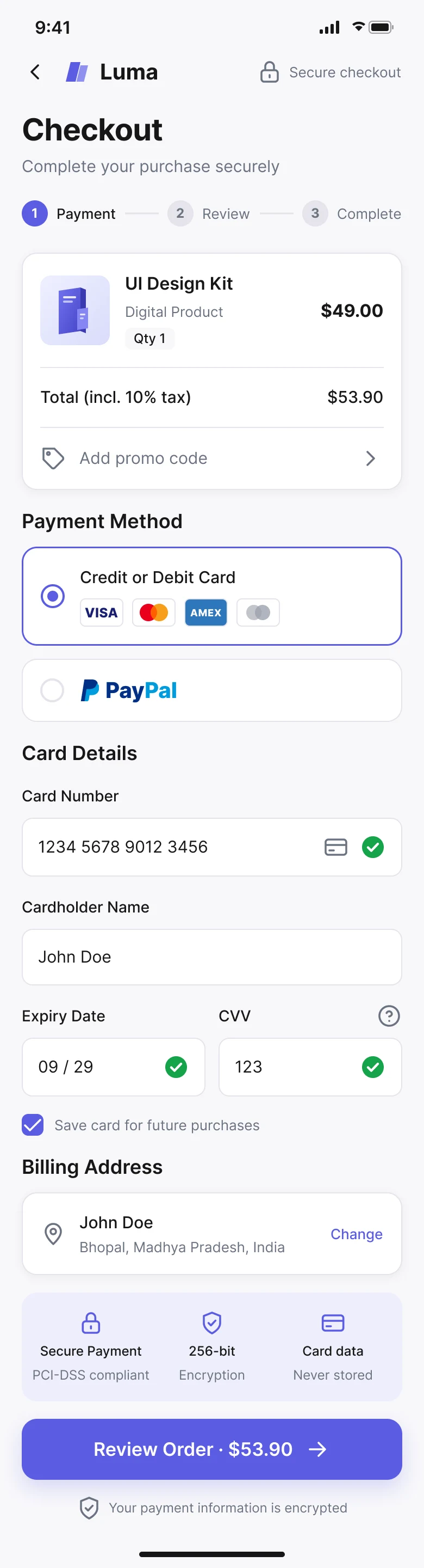 Credit Card Checkout: Payment