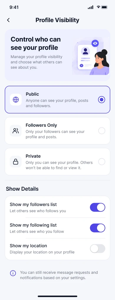 Settings: Profile visibility