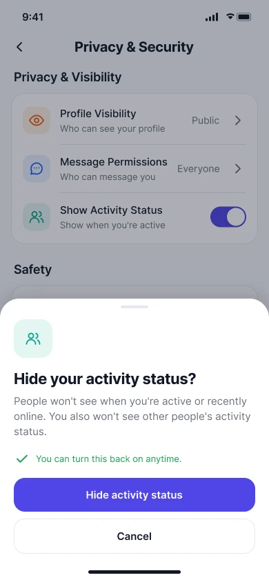 Confirmation screen