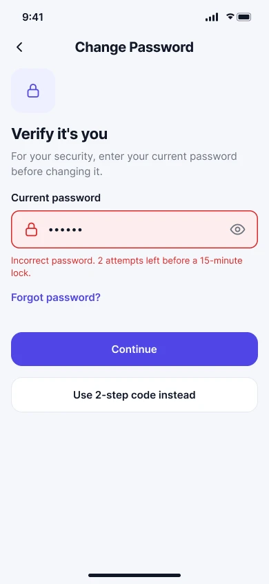 Error screen