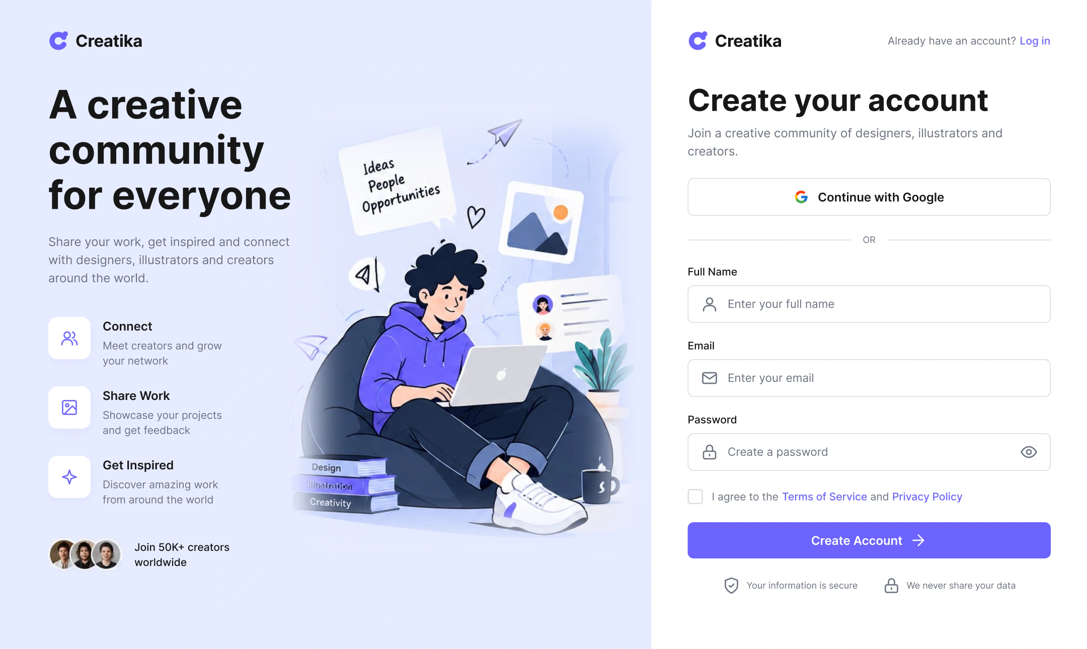 Sign Up: Sign up page
